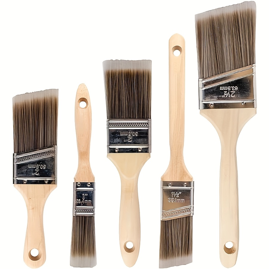 Furniture Hardware Parts - 5 ชิ้นคุณภาพสูงแปรงทาสีแปรงบาร์บีคิวสําหรับบาร์บีคิวเฟอร์นิเจอร์และภาพวาดผนังผมนุ่มและด้ามไม้
