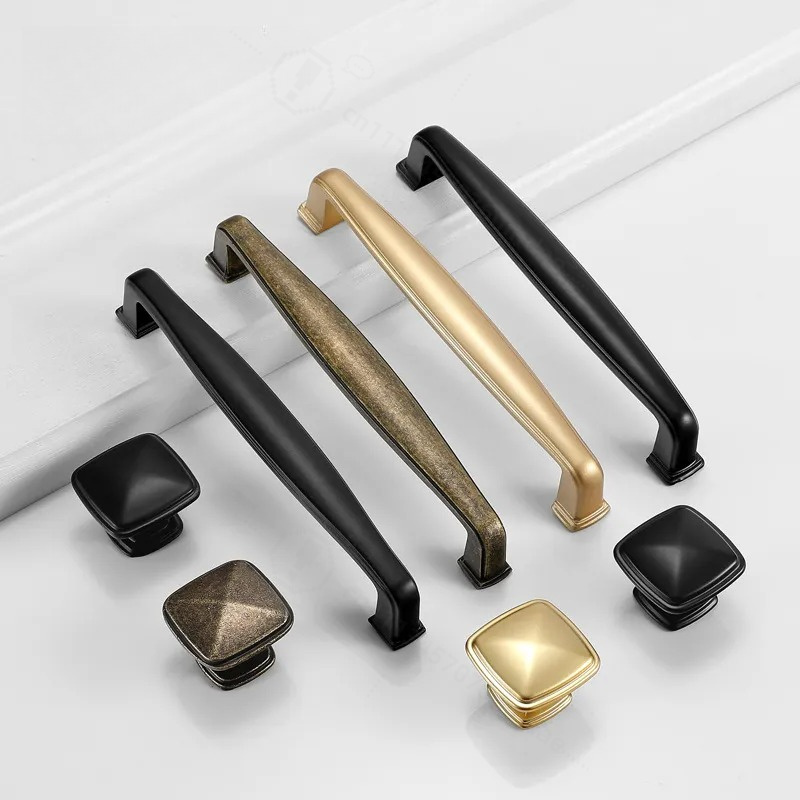 Furniture Hardware Wholesale - มือจับตู้สีดำ Yijia มือจับลิ้นชักตู้เสื้อผ้าแบบเรียบง่าย ทำจากโลหะผสมสังกะสี หนาพิเศษ อุปกรณ์ฮาร์ดแวร์เฟอร์นิเจอร์