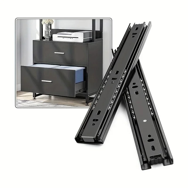 Drawer Slide Pair - รางลิ้นชักตู้เสื้อผ้าแบบสามตอน ลื่นเงียบ พร้อมระบบไฮดรอลิก ผลิตจากเหล็กแผ่นรีดเย็น พร้อมรางนำทาง