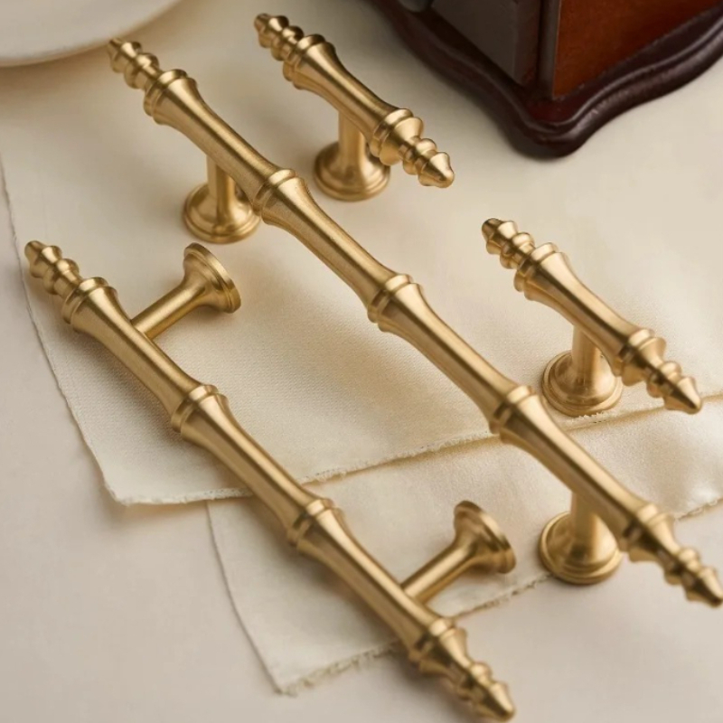 Furniture Hardware High End - มือจับตู้ทองเหลืองสไตล์จีนโบราณ มือจับลิ้นชักตู้เสื้อผ้า มือจับตู้รองเท้า อุปกรณ์ฮาร์ดแวร์คุณภาพสูง มือจับตู้ไม้ไผ่