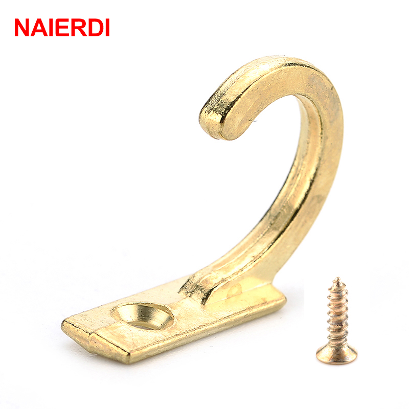 Furniture Hardware Antique - NAIERDI 10PCS ขนาดเล็กโบราณ Hooks แขวนผนังหัวเข็มขัดโค้งฮอร์นล็อค Clasp