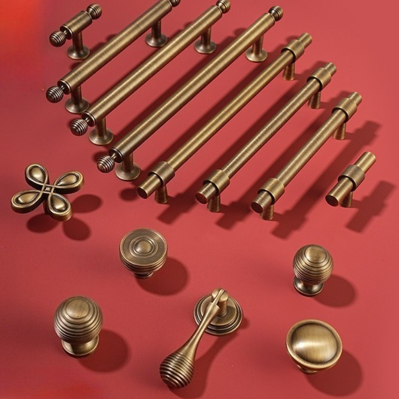 Furniture Hardware High End - High End ทองเหลืองตู้จับสีบรอนซ์โบราณเสื้อผ้าตู้ประตูหรูหราตู้รองเท้ายาว