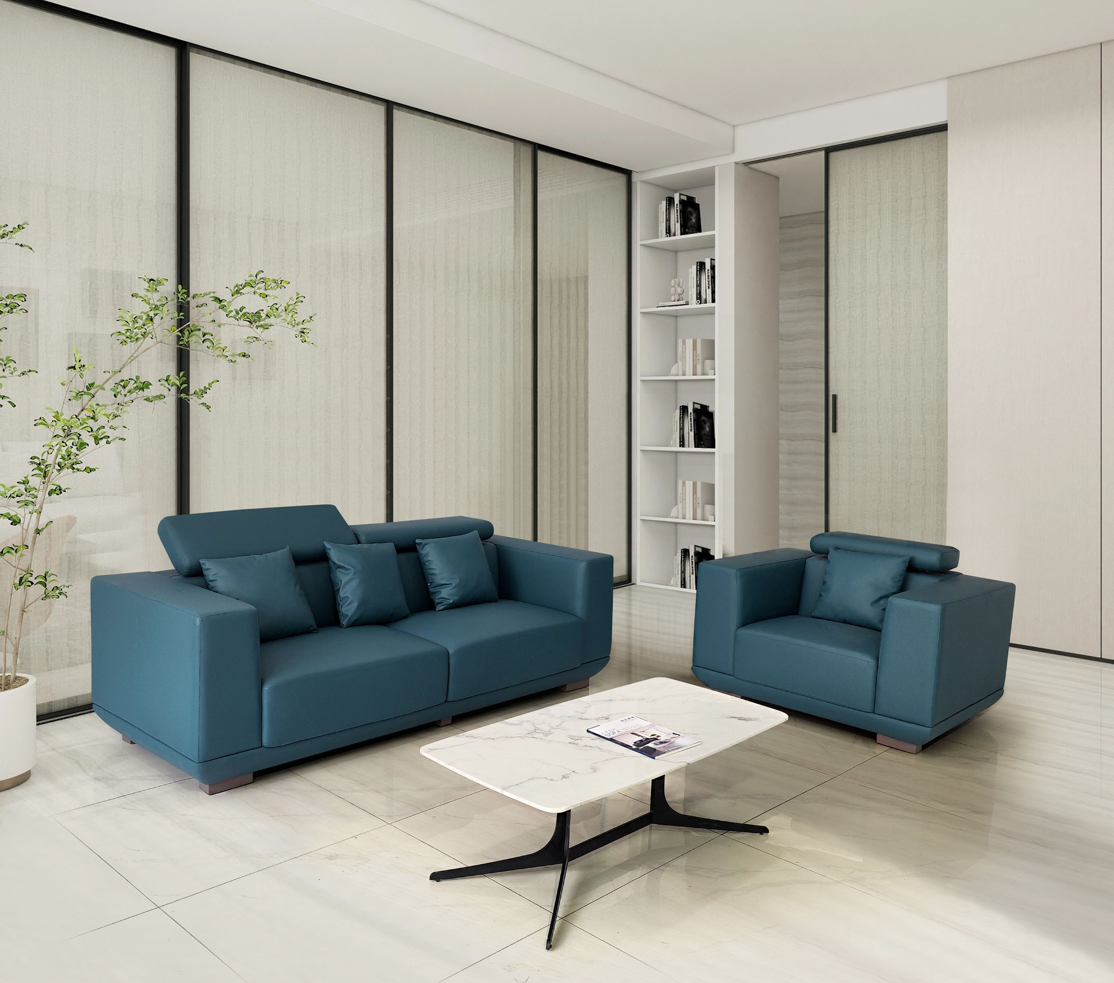 Furniture Leg Set - ชุดโซฟาสำนักงานแบบโมดูลาร์ทันสมัย ฐานไม้ หุ้มหนังสังเคราะห์ ฟองน้ำความหนาแน่นสูง ขาแข็งแรง ทนทาน