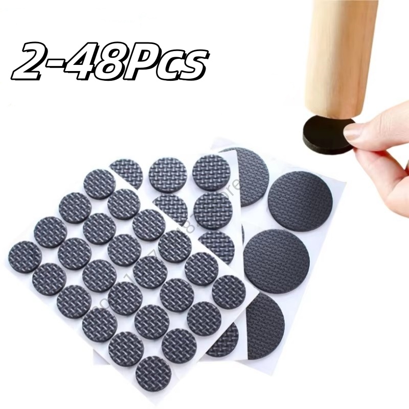 Furniture Foot Pad - แผ่นรองขาเฟอร์นิเจอร์สีดำแบบมีกาวในตัว 2-48 ชิ้น แผ่นสักหลาดกันลื่น DIY ป้องกันรอยขีดข่วน
