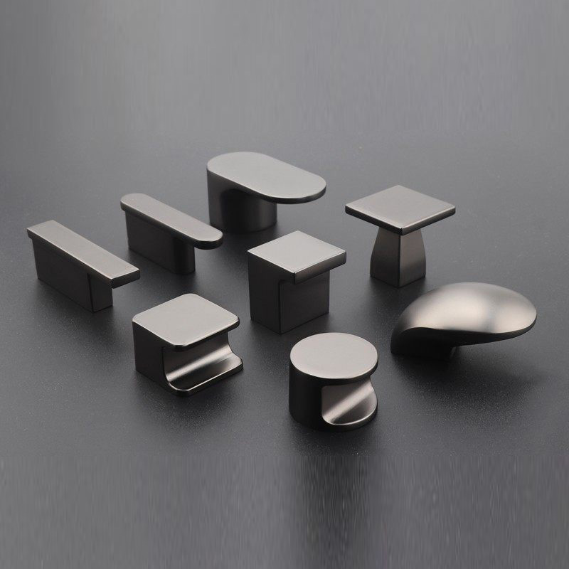 Furniture Hardware High End - มือจับตู้เสื้อผ้าสีดำนิกเกิลด้านสีเทา 1 ชิ้น มือจับลิ้นชักตู้คุณภาพสูง มือจับแบบรูเดียวขนาดเล็ก อุปกรณ์ฮาร์ดแวร์