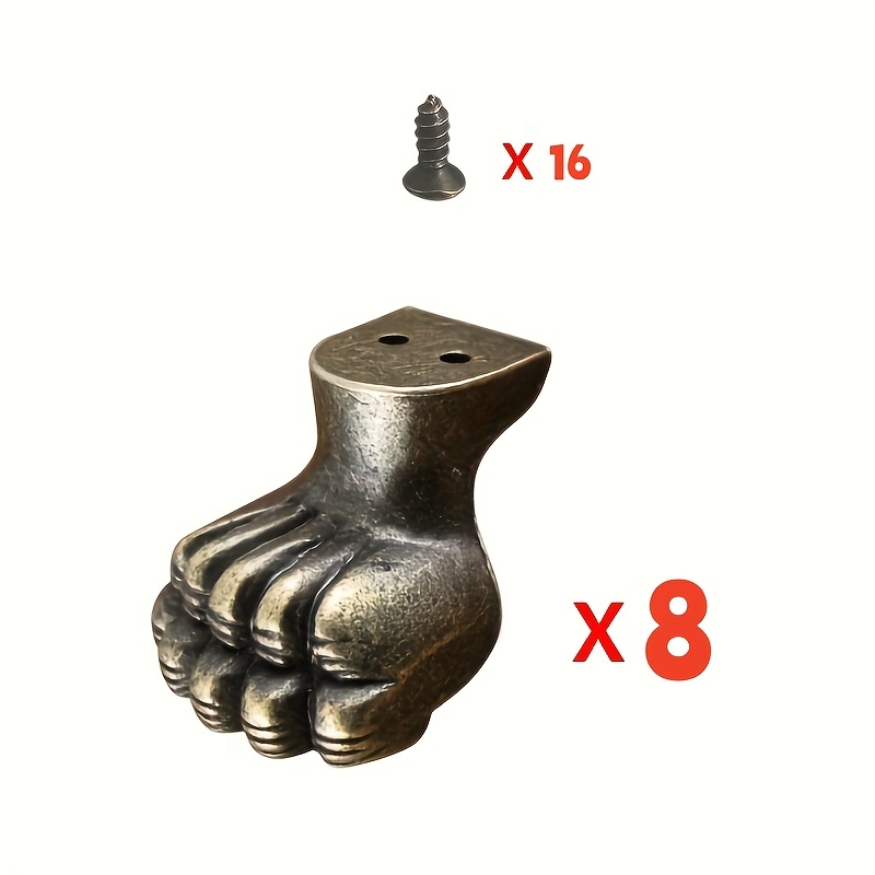 Furniture Hardware Antique - ขาตั้งทองเหลืองโบราณ 8 ชิ้น สำหรับตกแต่งเฟอร์นิเจอร์ กล่องไม้ อุปกรณ์ตกแต่งมุมขาตู้