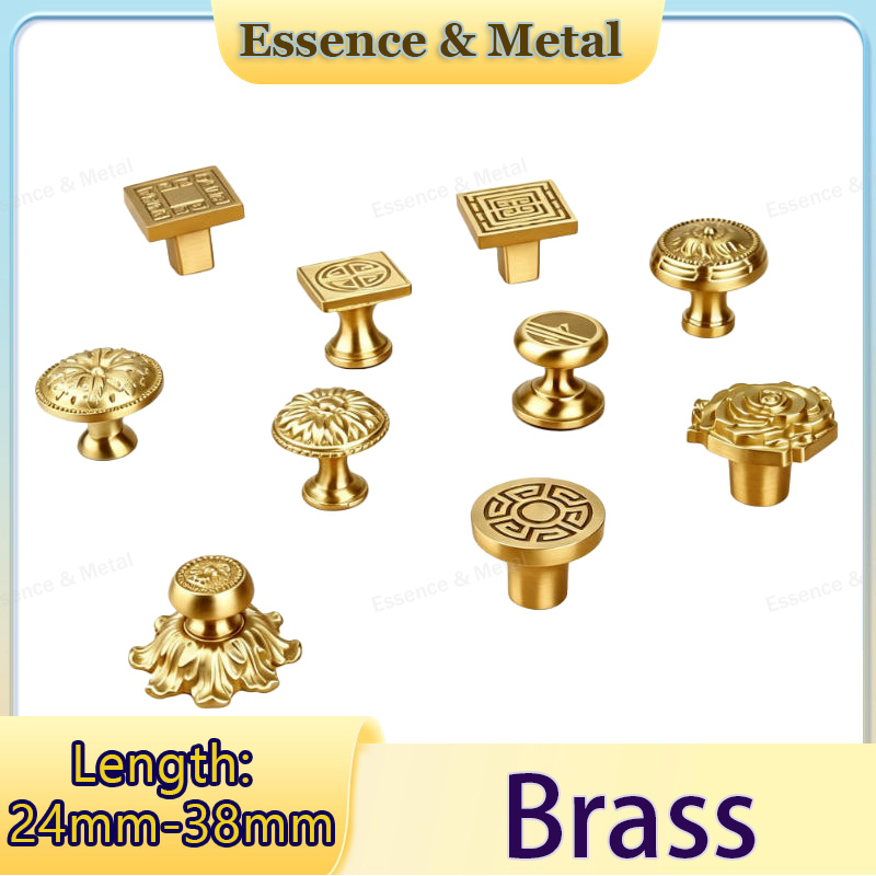 Japanese Furniture Hardware - มือจับเฟอร์นิเจอร์ทองเหลือง 1 ชิ้น สไตล์ญี่ปุ่น-นอร์ดิก ลายกุหลาบ สำหรับตู้เสื้อผ้า