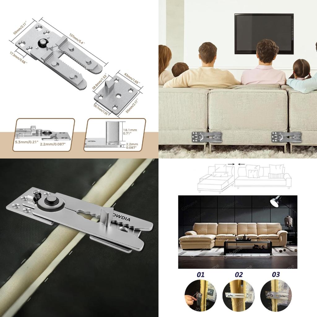 Furniture Interlocking Hardware - ชุดอุปกรณ์เชื่อมต่อโซฟาแบบแยกส่วน 6 ชิ้น คุณภาพสูง ใช้ได้กับโซฟาแบบแยกส่วนทั่วไป ปรับได้