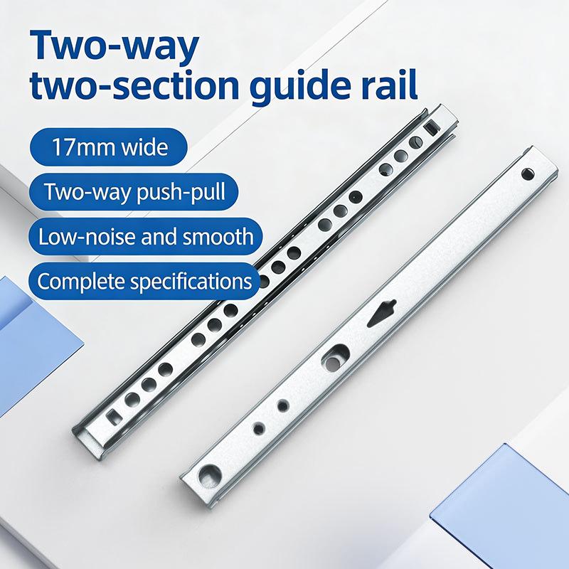 Drawer Slide Pair - รางลิ้นชักแบบเลื่อนเรียบ 2 ชุด กว้าง 17 มม.