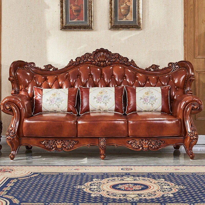 Z. A. Furniture - Z โซฟาสไตล์ฝรั่งเศสหรูหราหนังยุโรปผ่อนคลายโซฟายืดกันน้ํามาใหม่เฟอร์นิเจอร์