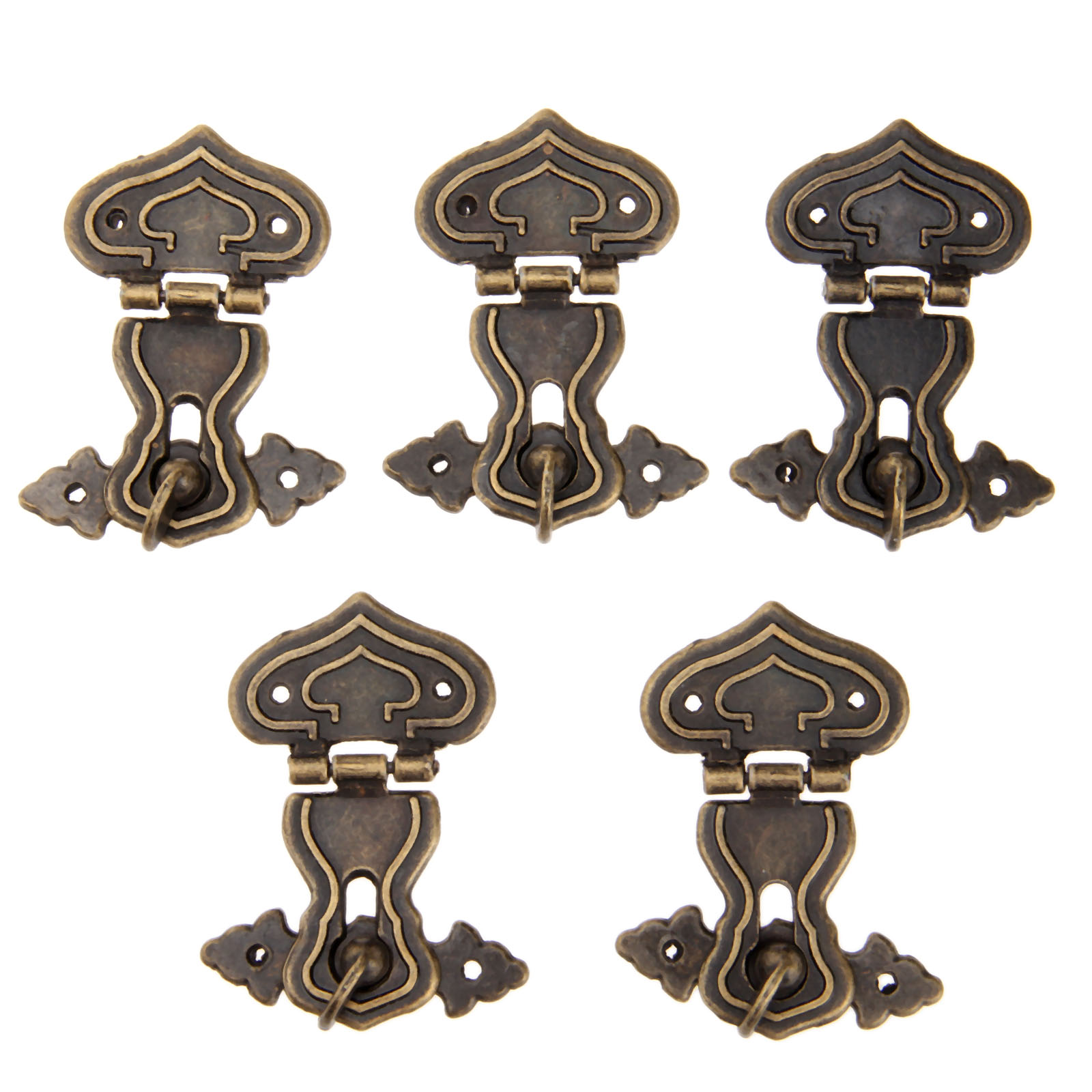 Furniture Hardware Antique - 5Pcs 63X47มม.โบราณล็อคโลหะตกแต่ง Hasps Hook ของขวัญกล่องเครื่องประดับไม้กุญแจสกรู Vintage