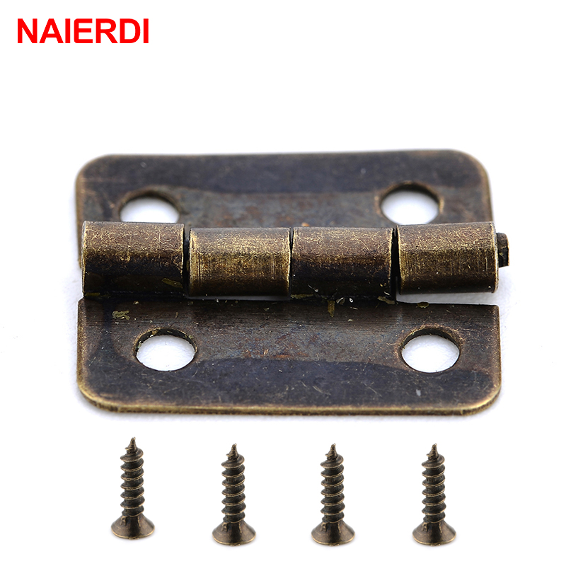 Furniture Hardware Antique - 50PCS NAIERDI โบราณบานพับ MINI Bronze ตกแต่งประตูบานพับสำหรับตู้ไม้