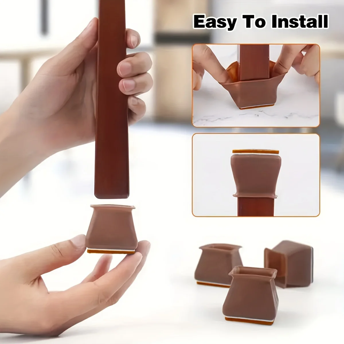 Furniture Foot Pad - แผ่นรองขาเก้าอี้ซิลิโคนแบบสี่เหลี่ยม ป้องกันการลื่น แผ่นรองกันรอยขีดข่วน สำหรับโต๊ะและเก้าอี้ ใช้ในบ้าน
