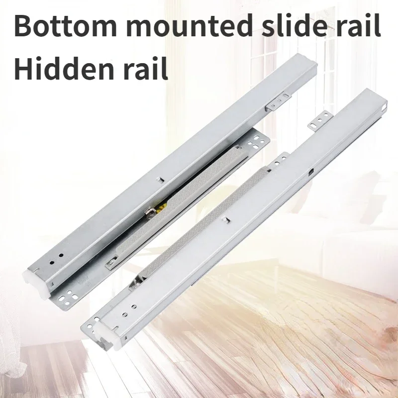 Drawer Slide Pair - รางเลื่อนลิ้นชักสำหรับตู้โชว์เครื่องประดับ 1 คู่ รางเลื่อนกระจก รางเลื่อนล่าง รางเลื่อนแบบมีรางนำ