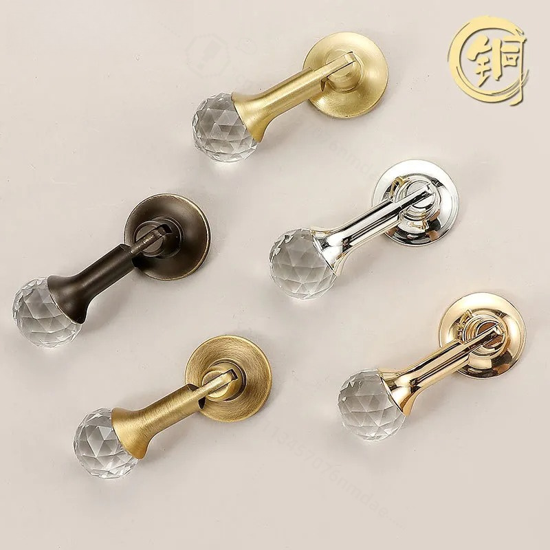 Furniture Hardware High End - มือจับประตูตู้คริสตัลสไตล์ฝรั่งเศสหรูหรา มือจับลิ้นชักตู้เสื้อผ้าระดับไฮเอนด์ ลูกบิดทองแดงทรงกลมสำหรับเฟอร์นิเจอร์