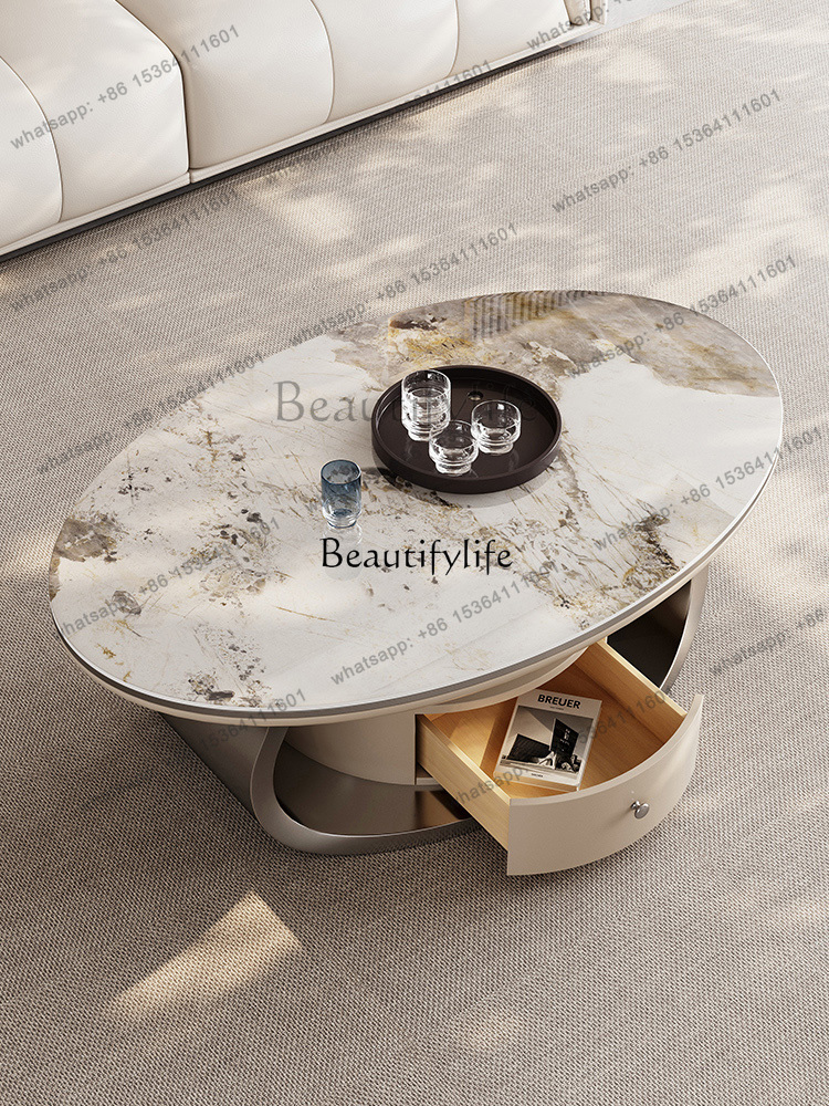 โต๊ะกาแฟทรงวงรีหินอ่อนหรูหราสไ - Z. A. Furniture บทวิจารณ์และราคา