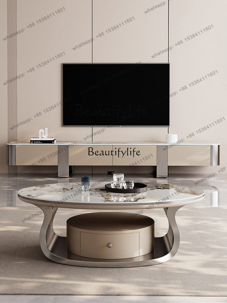 โต๊ะกาแฟทรงวงรีหินอ่อนหรูหราสไ - Z. A. Furniture บทวิจารณ์และราคา