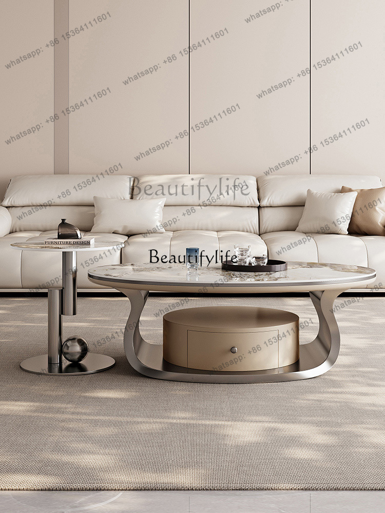 โต๊ะกาแฟทรงวงรีหินอ่อนหรูหราสไ - Z. A. Furniture บทวิจารณ์และราคา