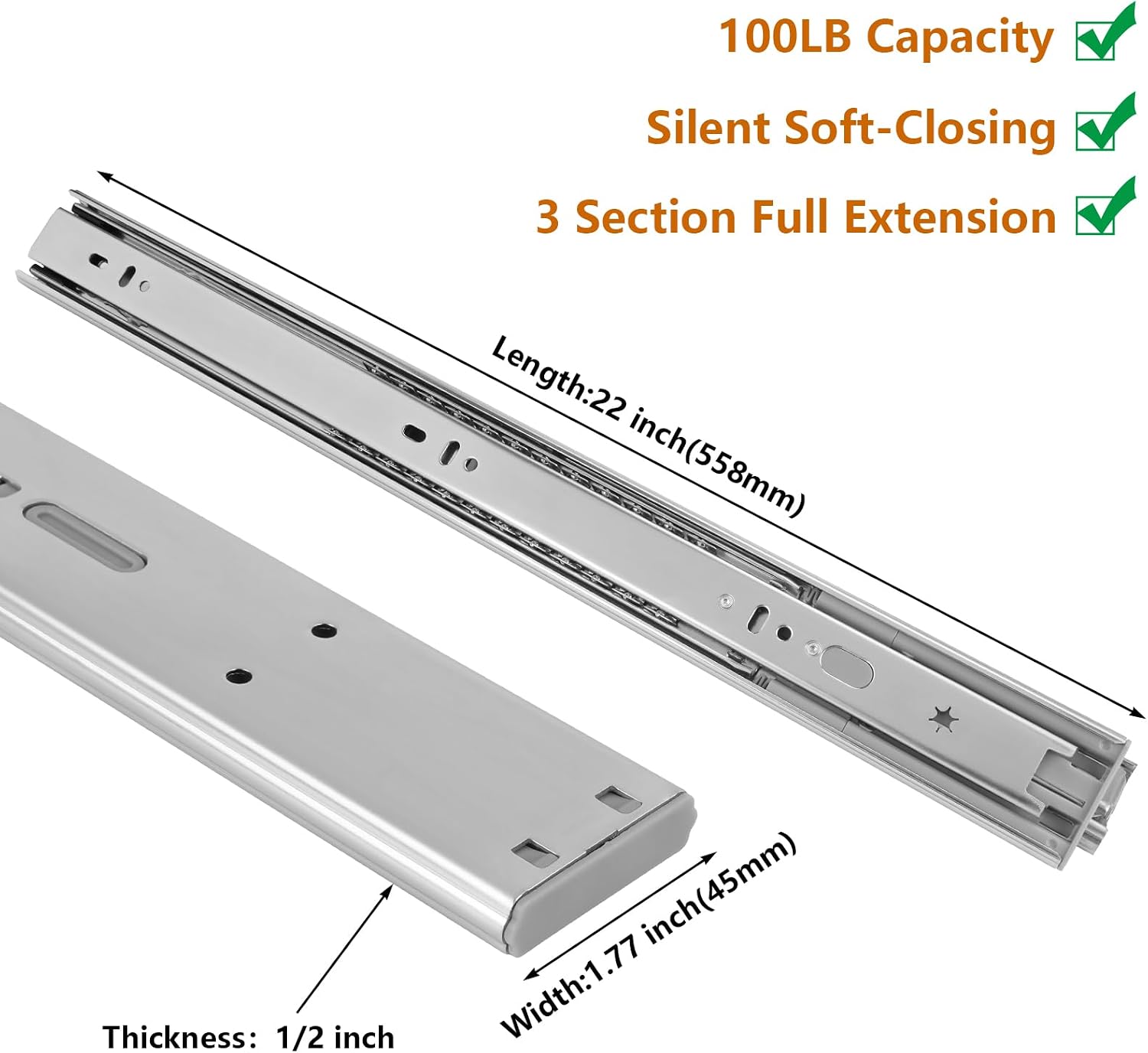 รางลิ้นชักแบบติดด้านข้างขนาด 2 - Drawer Slide Pair บทวิจารณ์และราคา
