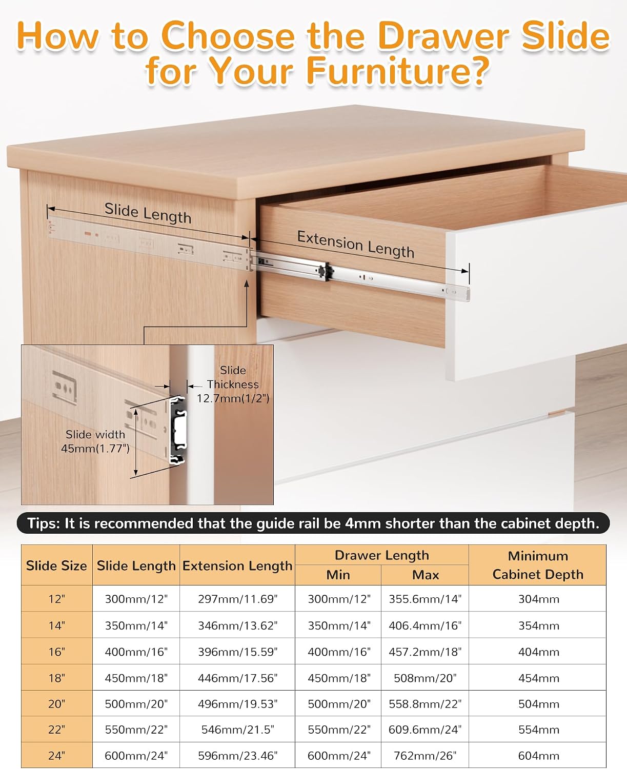 รางลิ้นชักแบบติดด้านข้างขนาด 2 - Drawer Slide Pair บทวิจารณ์และราคา