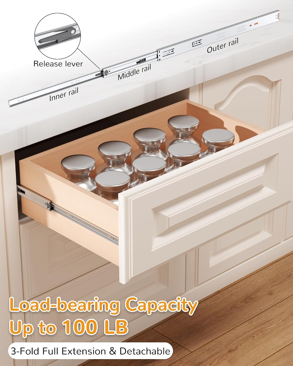 รางลิ้นชักแบบติดด้านข้างขนาด 2 - Drawer Slide Pair บทวิจารณ์และราคา