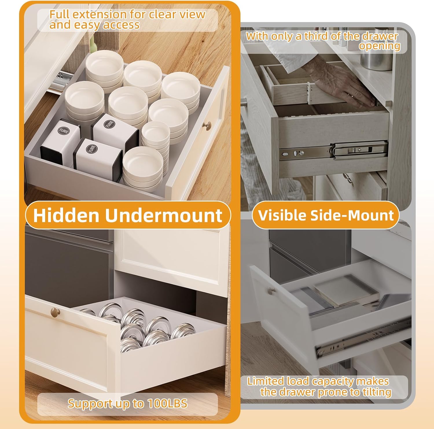 รางลิ้นชักแบบซ่อนใต้เคาน์เตอร์ - Drawer Slide Pair บทวิจารณ์และราคา