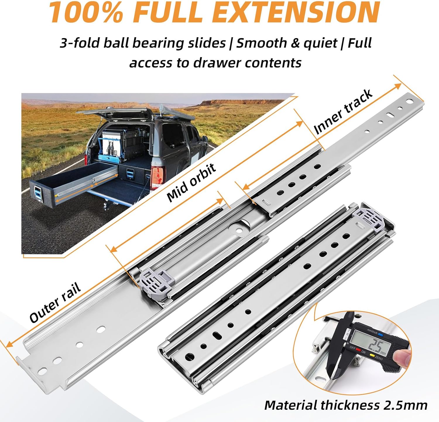 รางลิ้นชักแบบติดตั้งด้านข้างขน - Drawer Slide Pair บทวิจารณ์และราคา