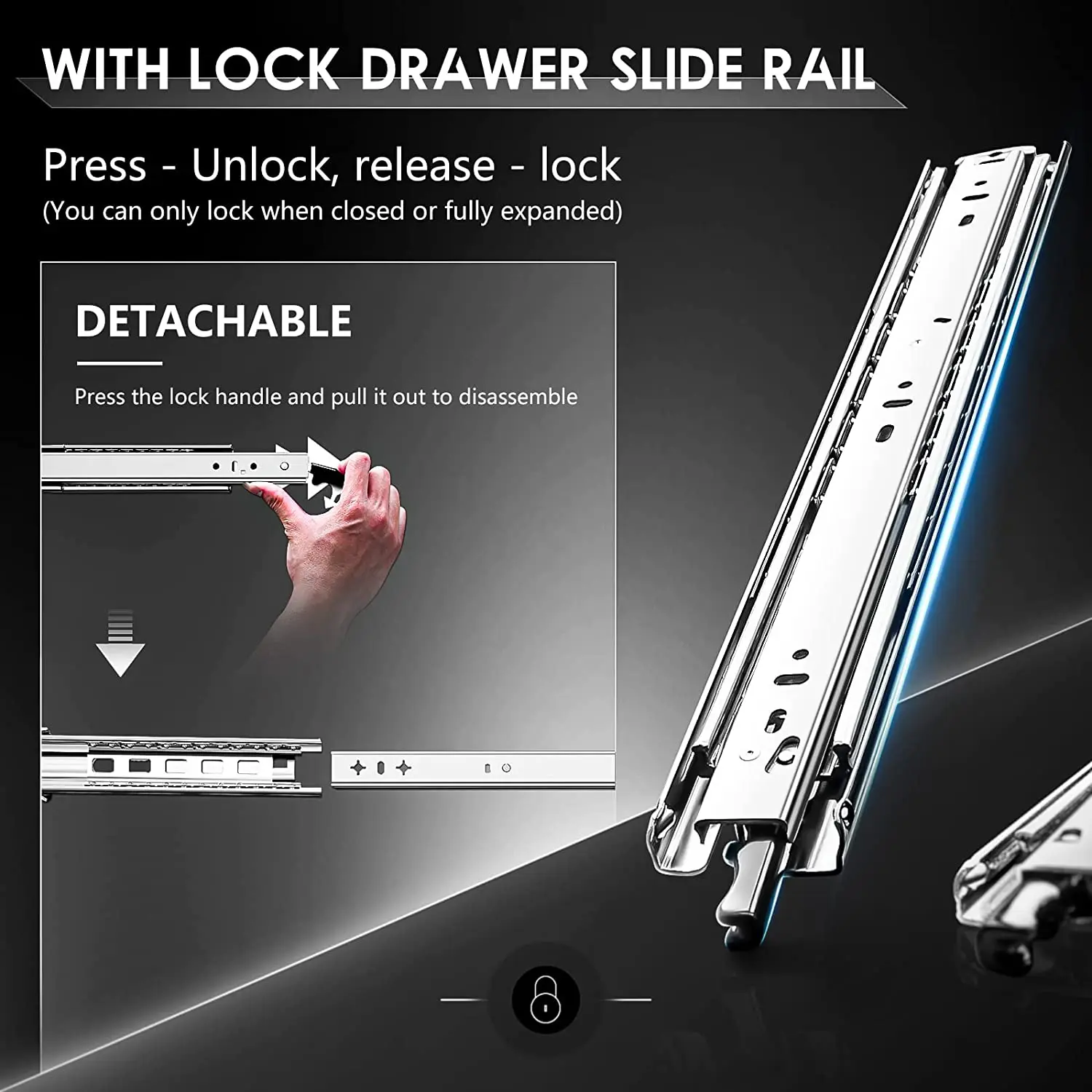 รางลิ้นชักแบบลูกปืน รับน้ำหนัก - Drawer Slide Pair บทวิจารณ์และราคา